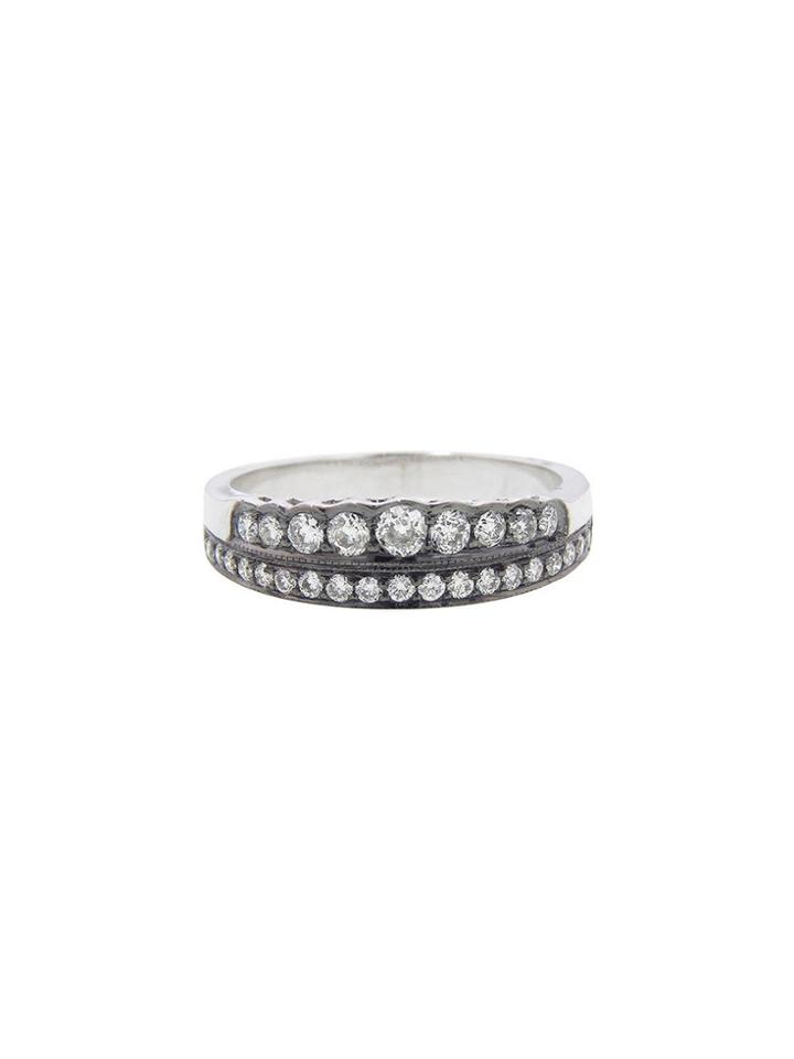 Sethi Couture White Diamond Tiara Ring In White Gold