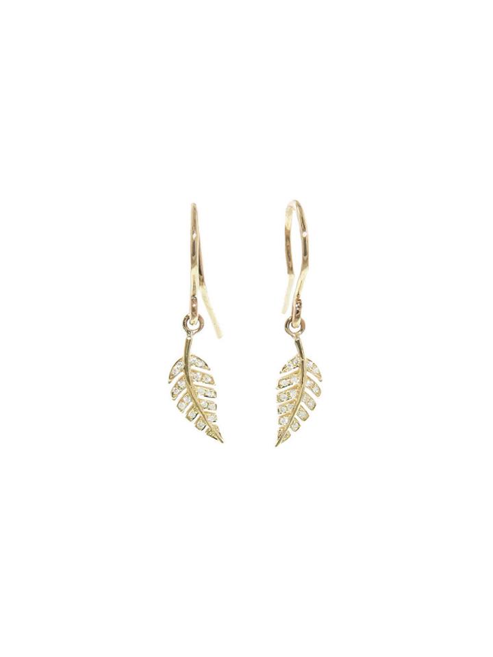 Jennifer Meyer Mini Leaf Drop Earrings With Diamonds