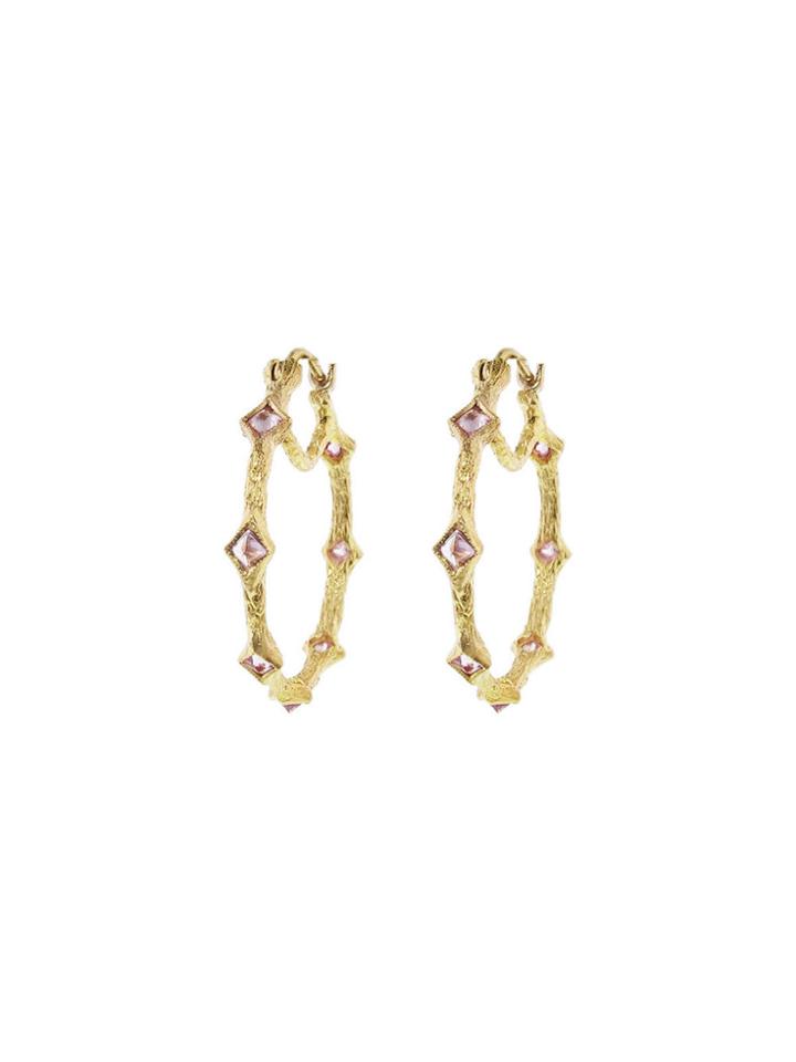 Cathy Waterman Pink Sapphire Branch Hoops