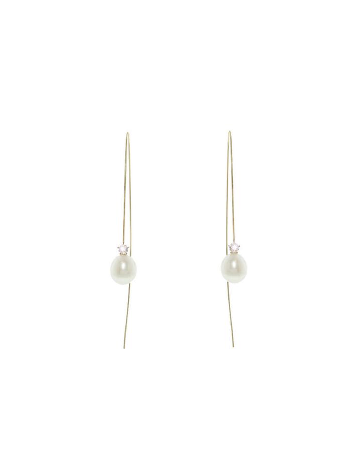 Kataoka Pearl And Diamond Thread Through Earrings