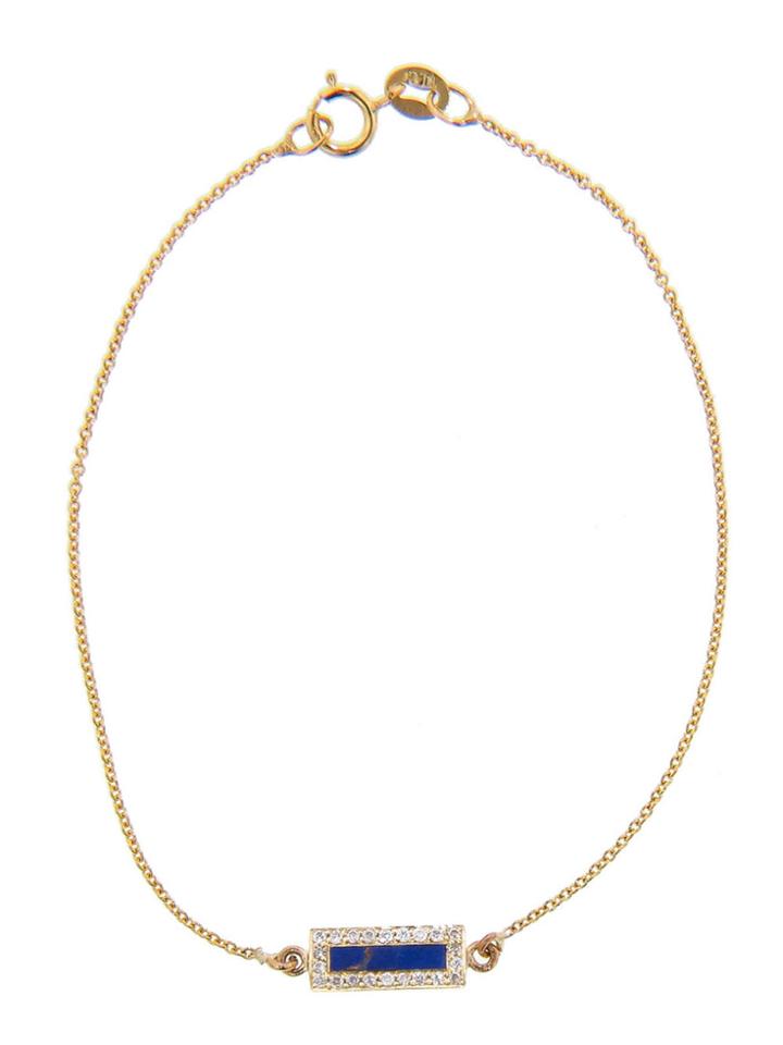 Jennifer Meyer Short Lapis Inlay Bar Bracelet With Diamonds - Yellow Gold