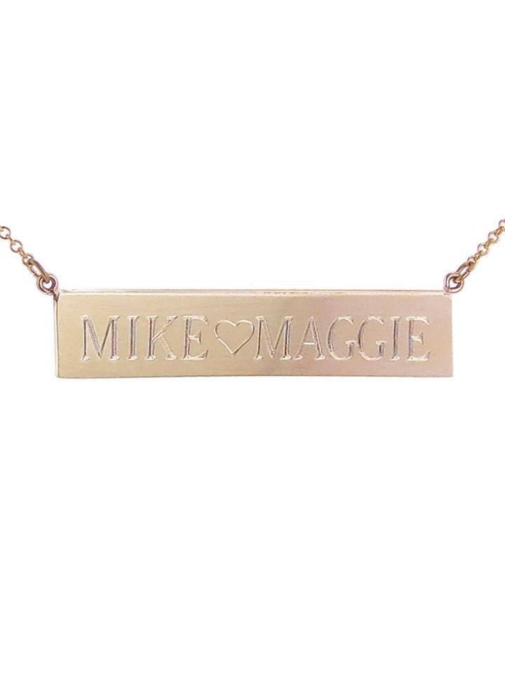 Jennifer Meyer Personalized Nameplate Necklace - Rose Gold One Side Engraving