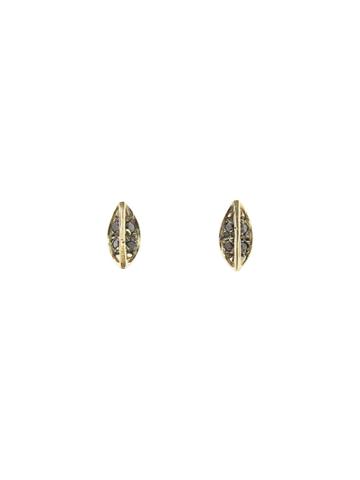 N+a New York Organic Black Diamond Stud Earrings - Yellow Gold
