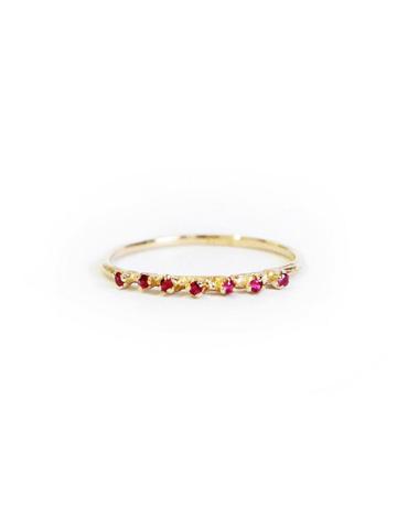 N+a New York Thin Seven Stone Ruby Band