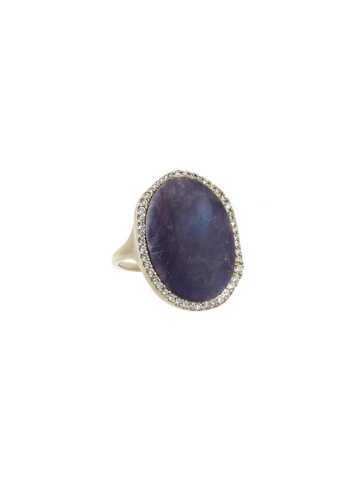 Monique Péan Spectrolite And White Diamond Oval Ring