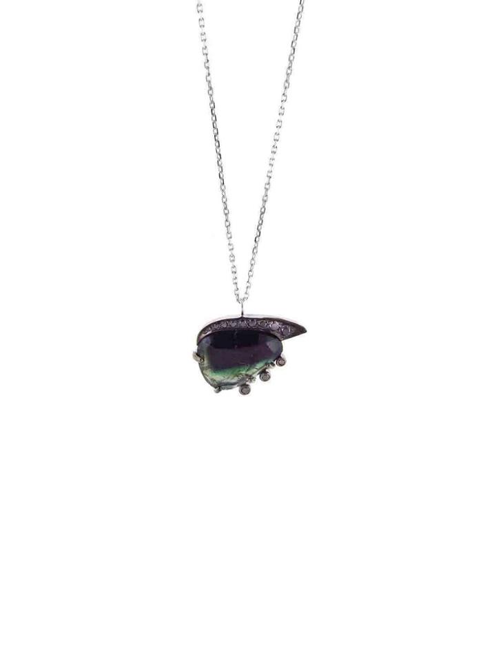 Celine Daoust Large Watermelon Tourmaline Eye Pendant - Black Diamonds