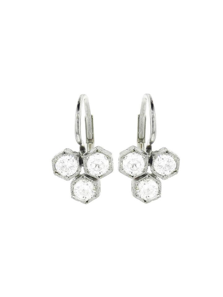 Cathy Waterman Triple Diamond Hexagonal Earrings