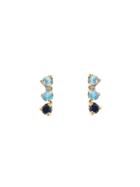 Wwake Three-step Opal And Black Diamond Earrings