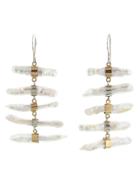 Melissa Joy Manning Stick Pearl Earrings In Sterling And Gold