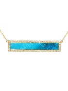 Jennifer Meyer Diamond Turquoise Inlay Bar Necklace