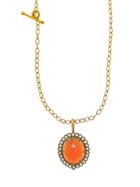 Cathy Waterman Scalloped Frame Fire Opal Pendant - 22 Karat Gold