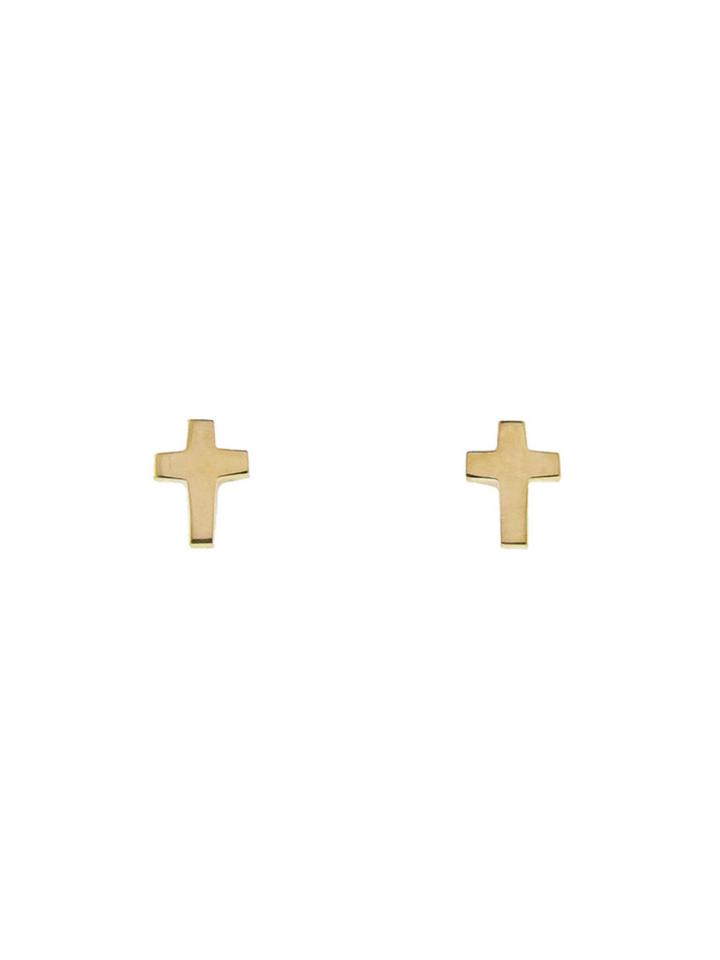 Finn Minor Obsessions Tiny Cross Stud Earrings - Yellow Gold