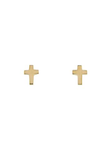 Finn Minor Obsessions Tiny Cross Stud Earrings - Yellow Gold