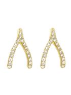 Jennifer Meyer Diamond Wishbone Studs - Yellow Gold