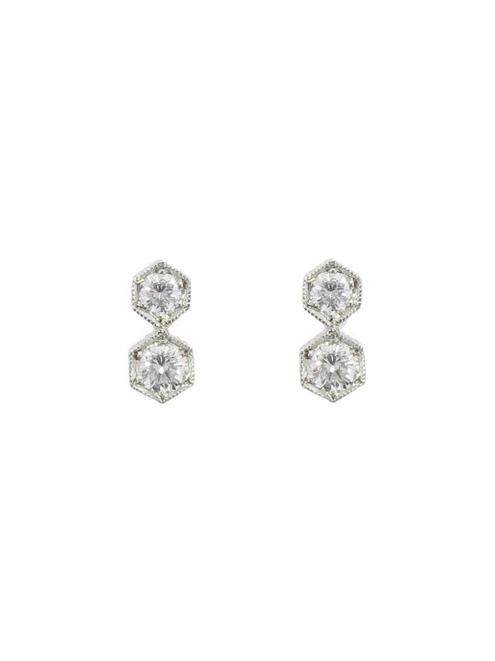 Cathy Waterman Tiny Hexagonal Diamond Earrings