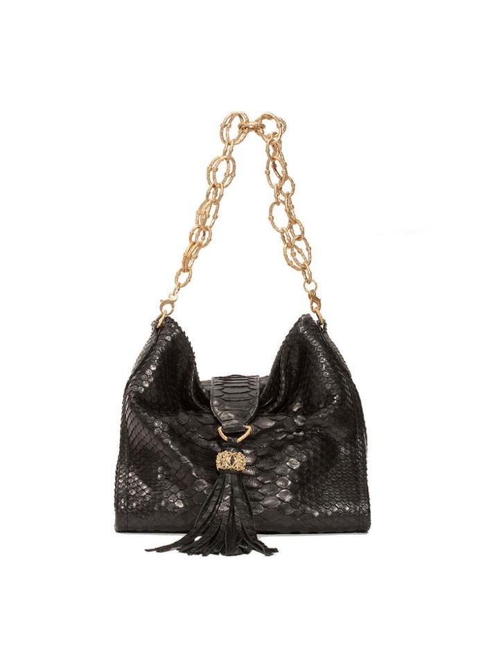 Armenta Mini Black Hobo Bag- Waxed Python