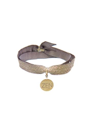 Perle De Lune Zen Medal In Yellow Gold - Yellow Elastic Bracelet