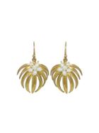 Annette Ferdinandsen Small Palm Earrings With Pearls - Yellow Gold