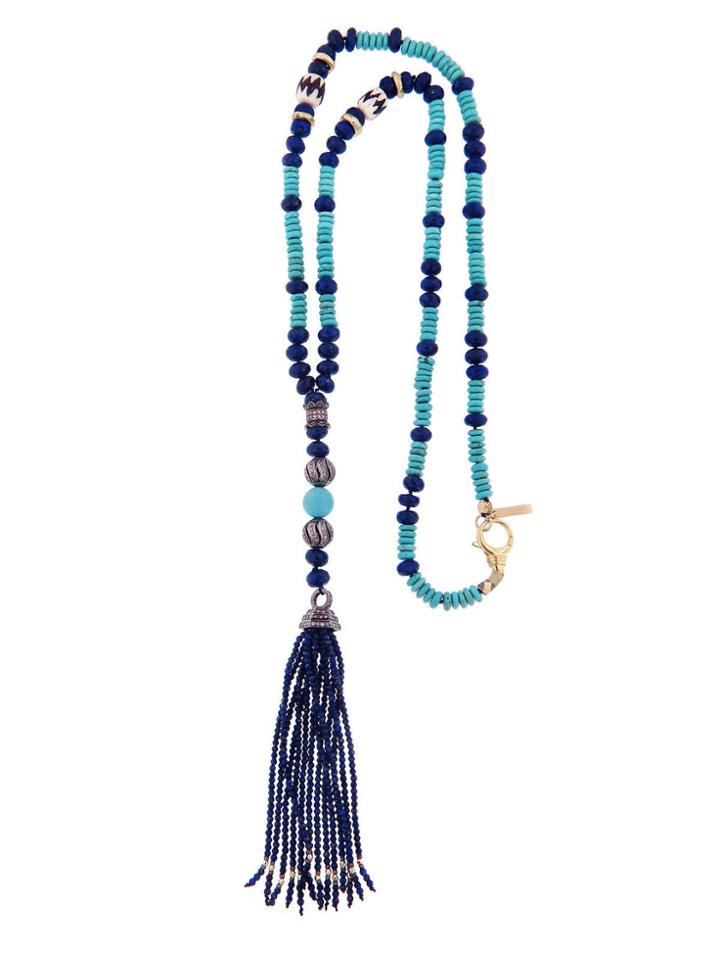 Royal Nomad Turquoise And Lapis Tassel Necklace