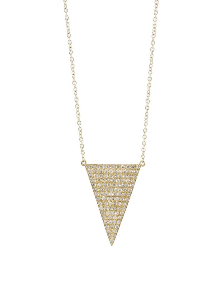 Jennifer Meyer Large Pave Diamond Triangle Necklace - Yellow Gold