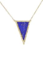 Jennifer Meyer Diamond Lapis Inlay Triangle Pendant Necklace - Yellow Gold