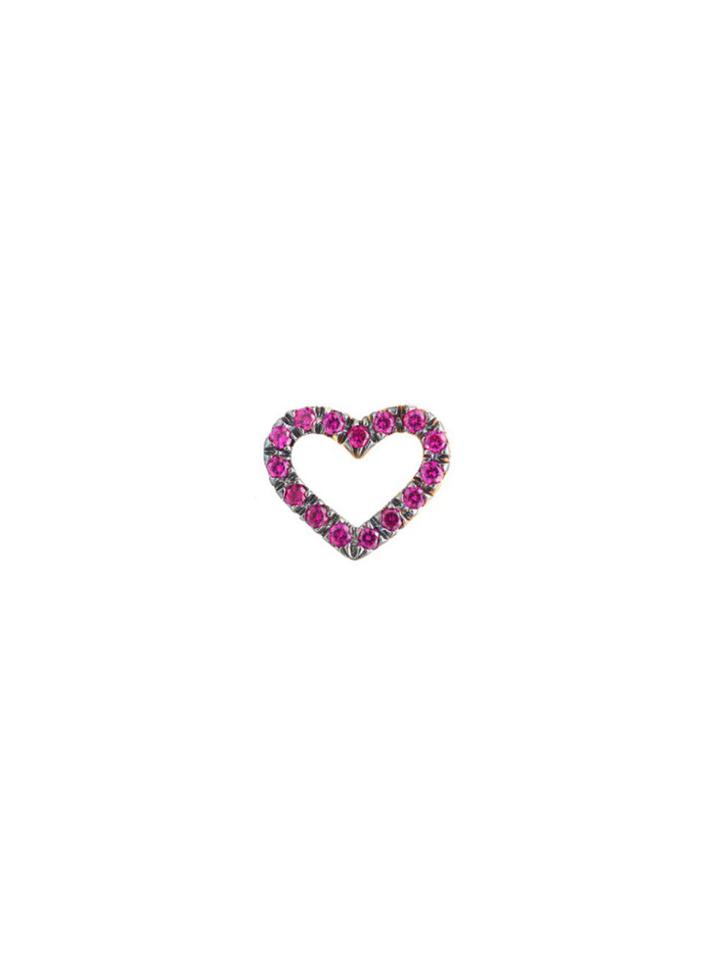 Finn Single Pave Open Heart Ruby Stud