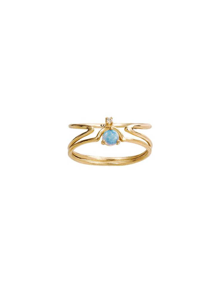 Wwake Wrapped Triangle And Nestled Diamond Ring Stack