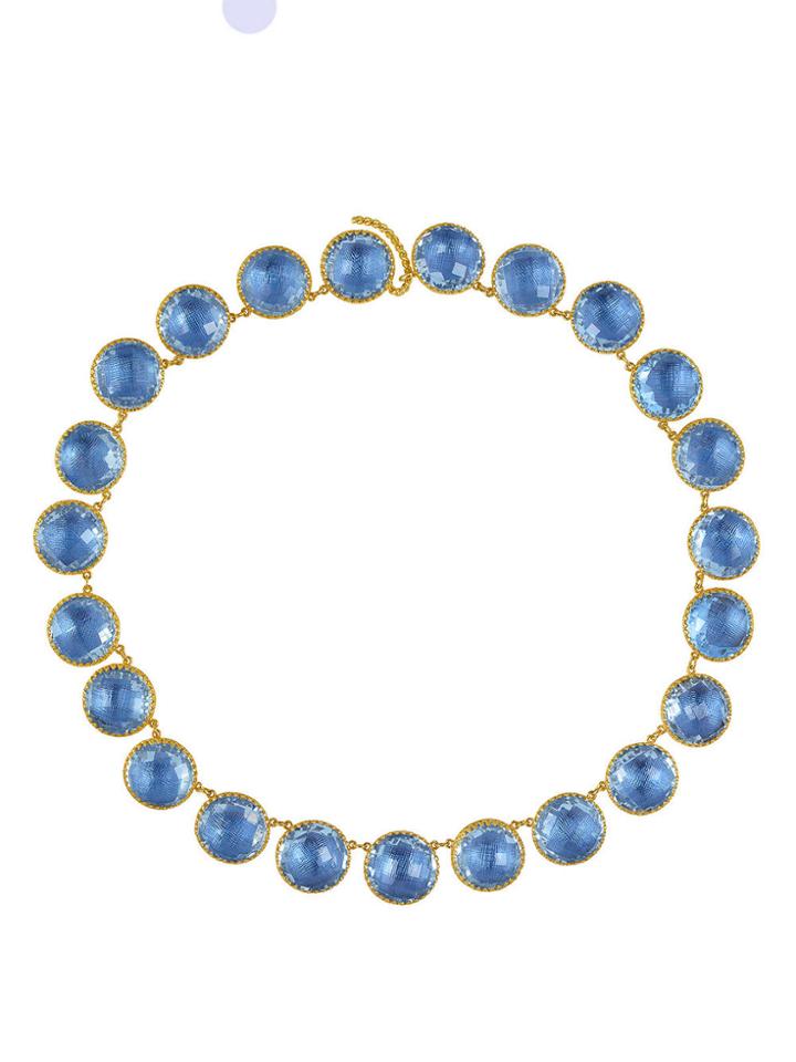 Larkspur & Hawk Handmade Olivia Button Chain In Calvi Blue