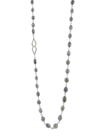 Monique Péan Grey Oval Diamond Bead Necklace With Diamond Double Pentagon