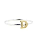 Jane Basch Gold Initial On Sterling Silver Ring - D