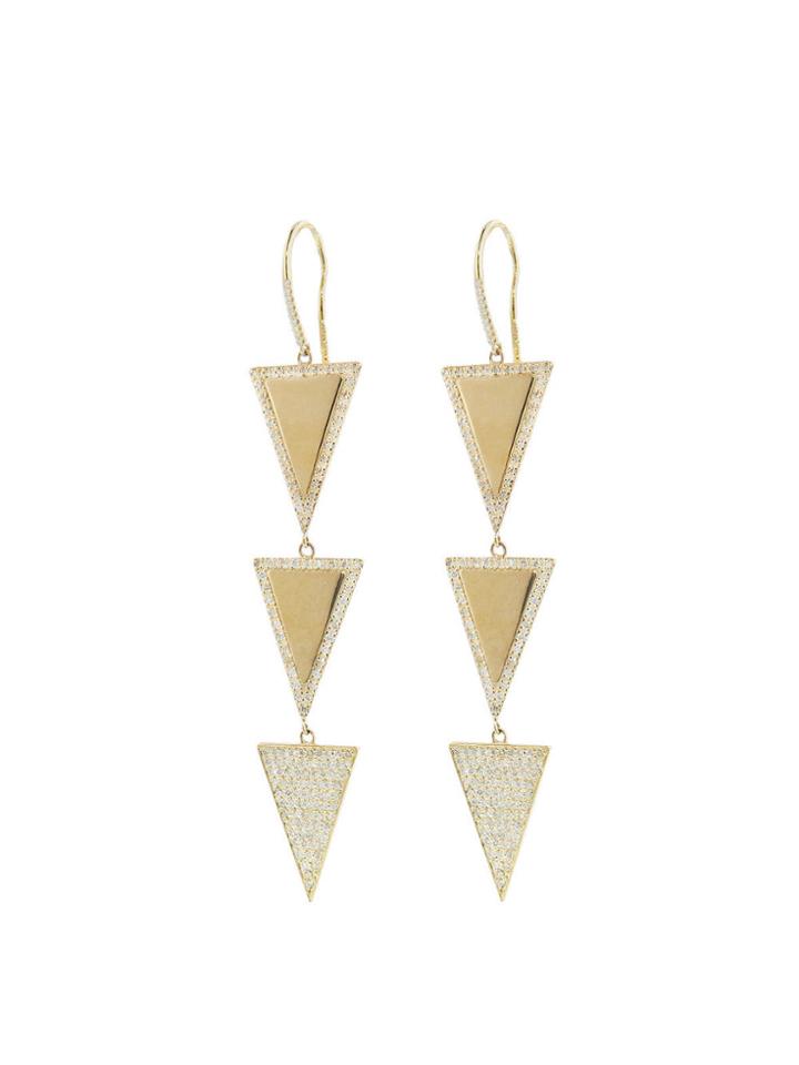 Jennifer Meyer Three Triangle Drop Earrings With Pave Diamonds