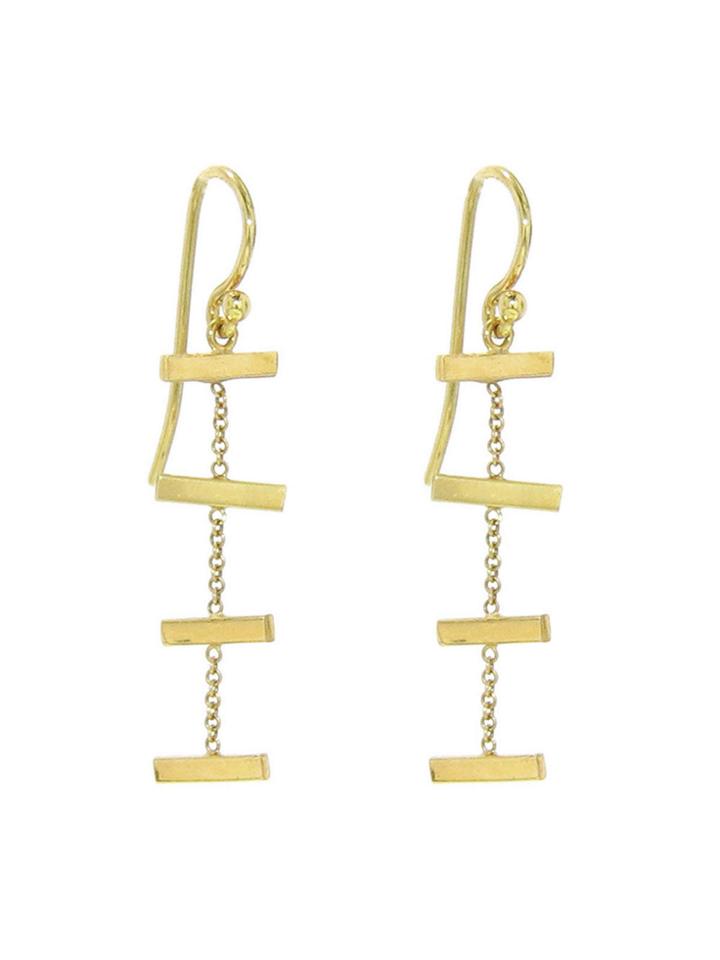 Jennifer Meyer Cross Bar Drop Earrings - Yellow Gold