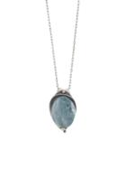 Ten Thousand Things Brushed Silver Leaf Cup Aqua Pendant