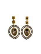 Todd Reed Modern Diamond Teardrop Earrings In Oxidized Sterling Silver And Yellow Gold
