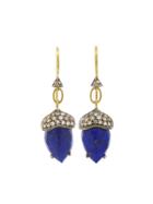 Cathy Waterman Rose Cut Lapis Acorn Earrings With Diamonds - 22 Karat Gold