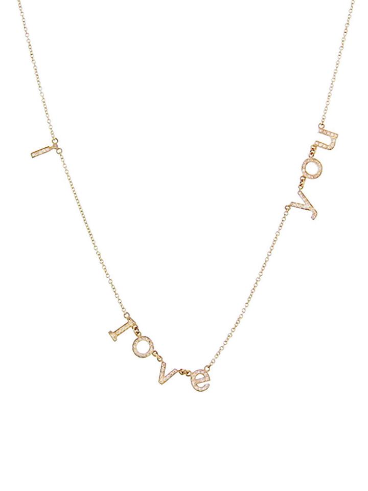 Jennifer Meyer Lowercase I Love You Necklace With Diamonds - Yellow Gold