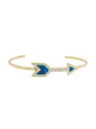 Jennifer Meyer Yellow Gold And Opal Inlay Arrow Cuff With Diamonds