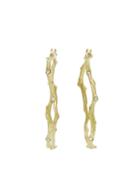 Annette Ferdinandsen Coral Branch Hoops With Diamonds - Yellow Gold