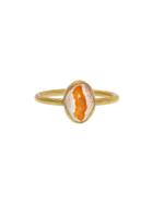 Annette Ferdinandsen Dainty Matrix Opal Ring With Orange Fire - Yellow Gold