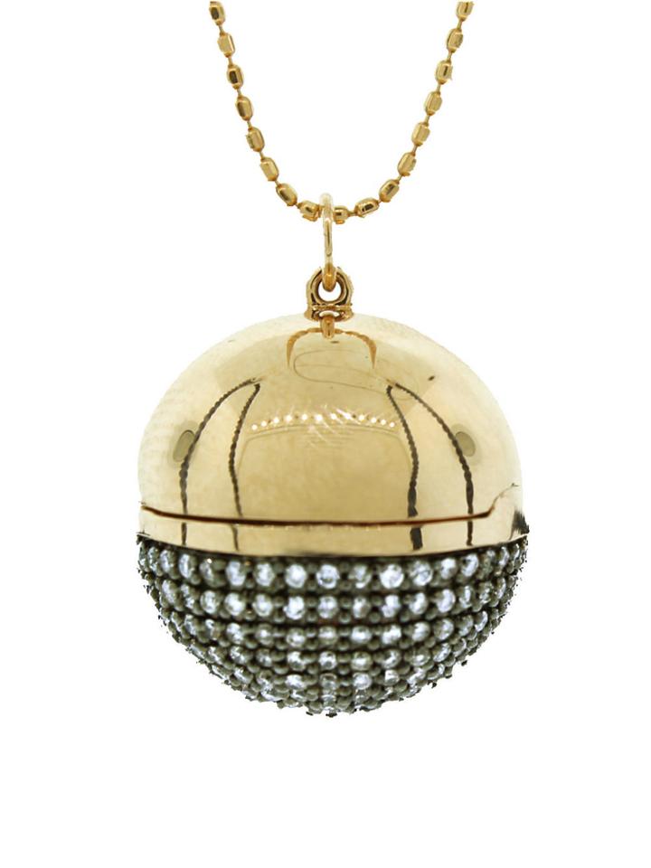 Sydney Evan Pave Rose Gold Ball Locket With Garnet Heart