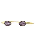 Jemma Wynne Pave Amethyst Pear Dome Bangle - Yellow Gold