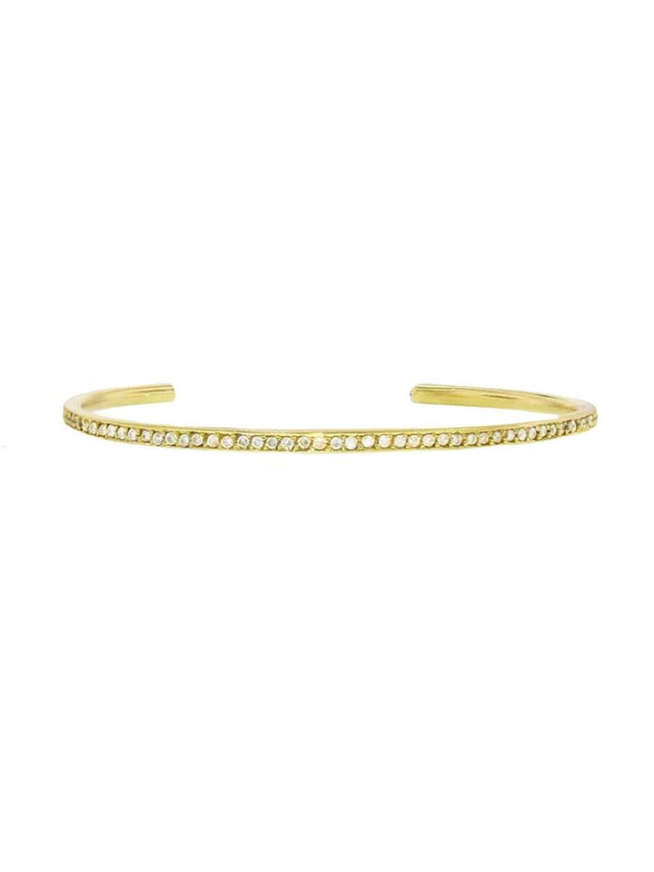 Jennifer Meyer Thin Cuff With Diamonds - Yellow Gold