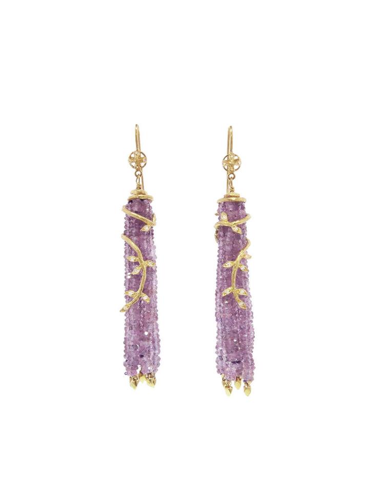 Cathy Waterman Purple Sapphire Tassel Earrings