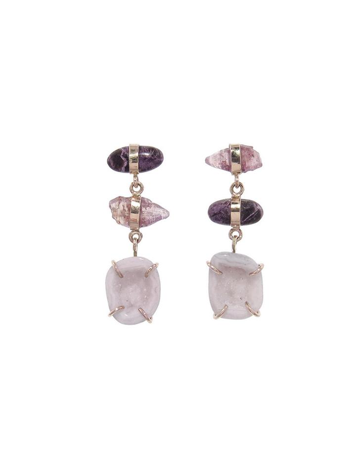 Melissa Joy Manning Sugalite, Sapphire, And Druzy Drop Earrings