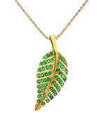 Jennifer Meyer Emerald Leaf Necklace - Yellow Gold