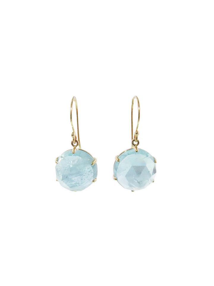 Jamie Joseph Small Round Aquamarine Earrings