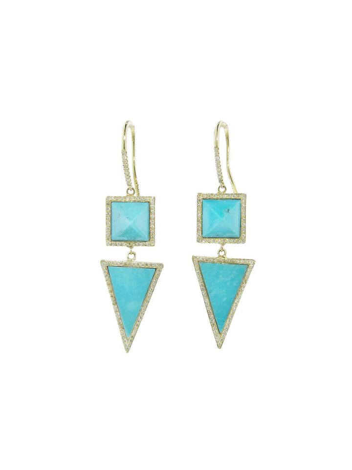 Jennifer Meyer Turquoise Pyramid And Triangle Drop Earrings