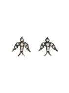 Blackbird And The Snow Diamond Bird Stud Earrings