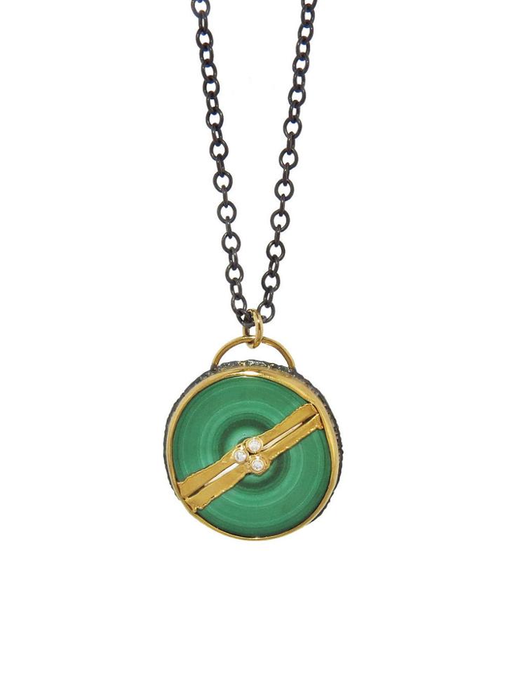 Jamie Joseph Malachite Slice Joinery Necklace