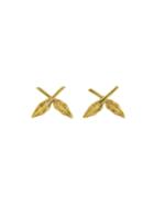 Cathy Waterman Crossed Leaf Studs - Yellow Gold